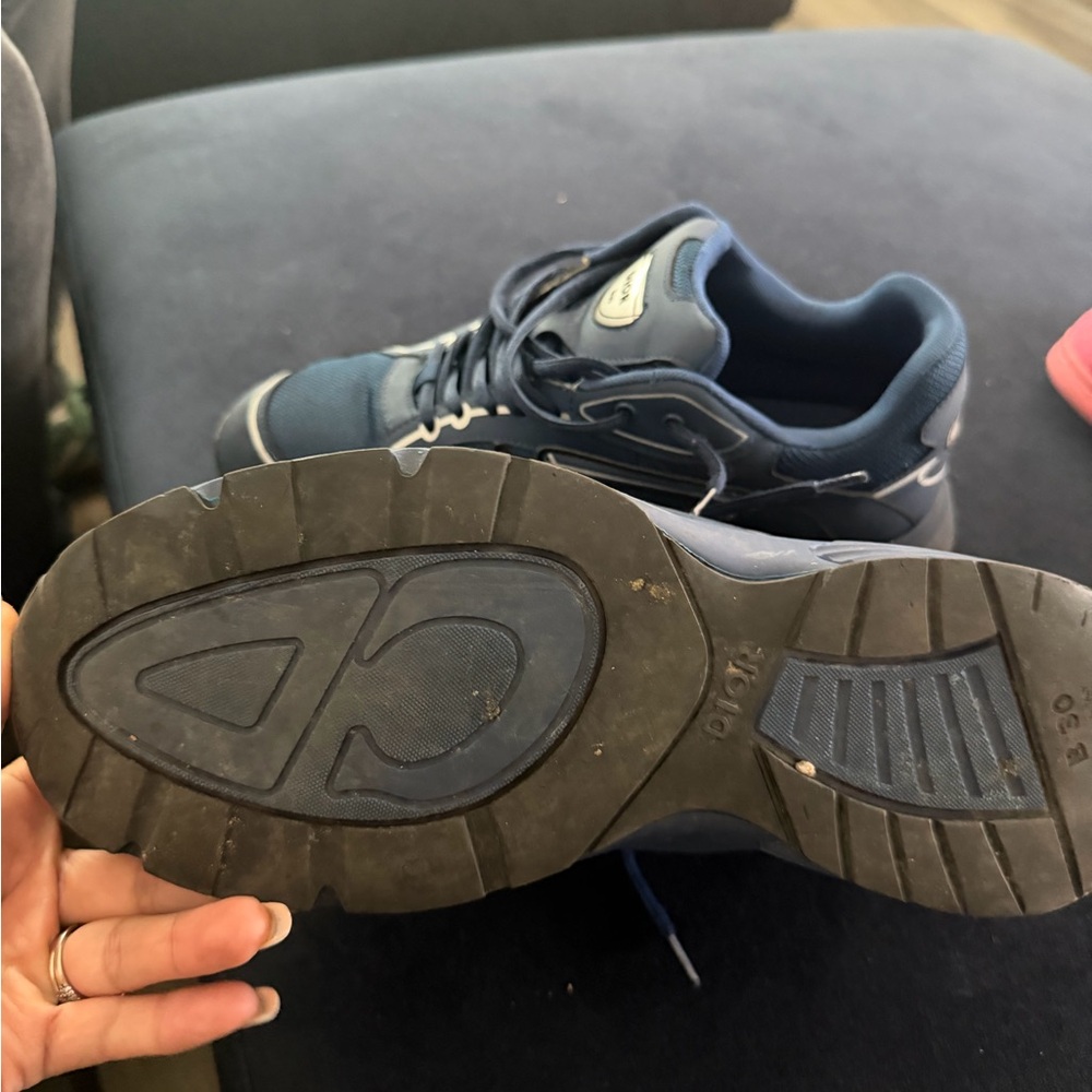 Dior Men’s Navy Blue Mesh & Leather Sneakers - Picture 8 of 9